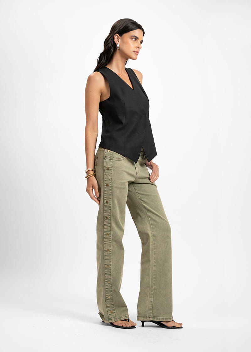 JEANS ZENDA RECTO TIRO MEDIO verde