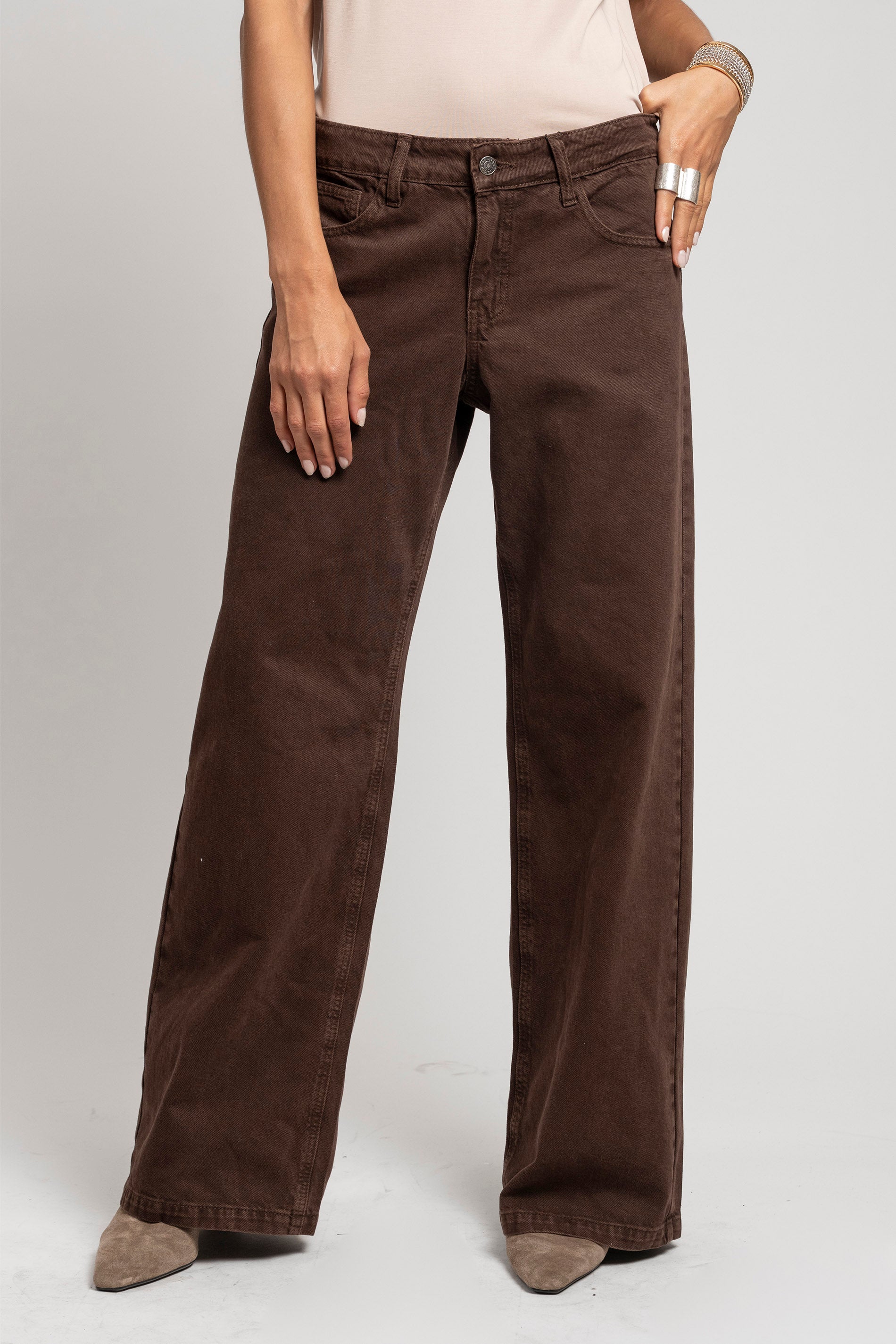 JEANS WIDE LEG JOSEFA TIRO BAJO café