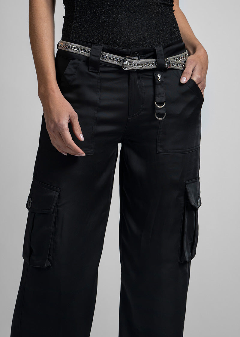 PANTALÓN LUZIA satín negro