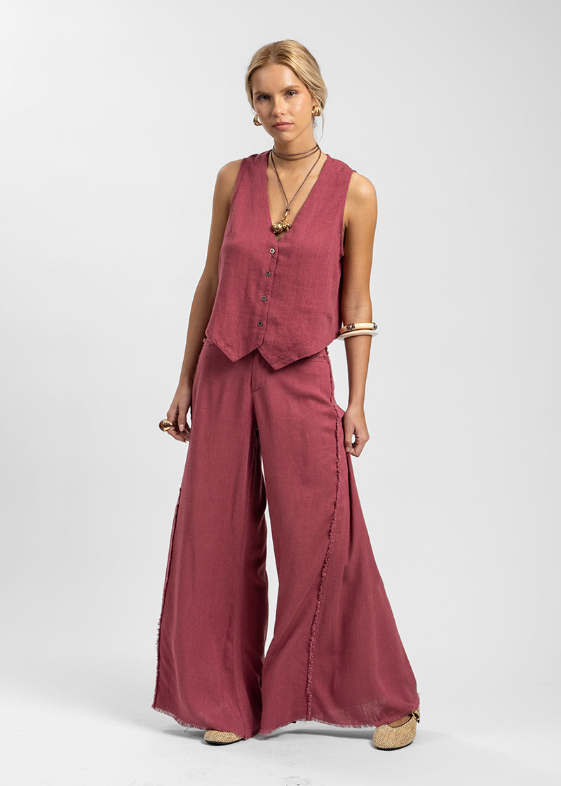PANTALÓN ANNA FLECOS burdeo
