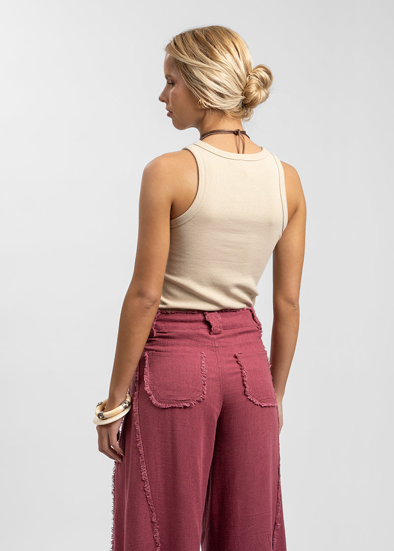 PANTALÓN ANNA FLECOS burdeo