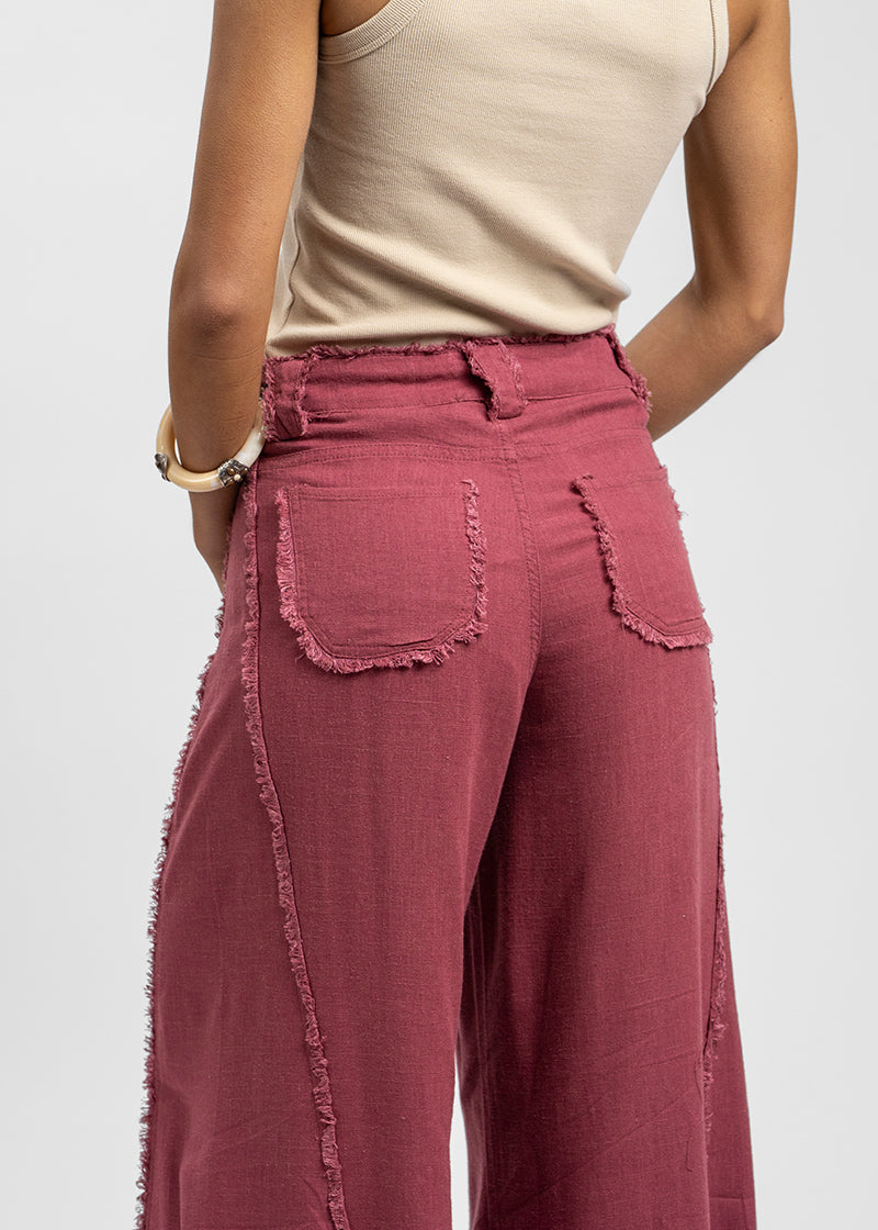 PANTALÓN ANNA FLECOS burdeo