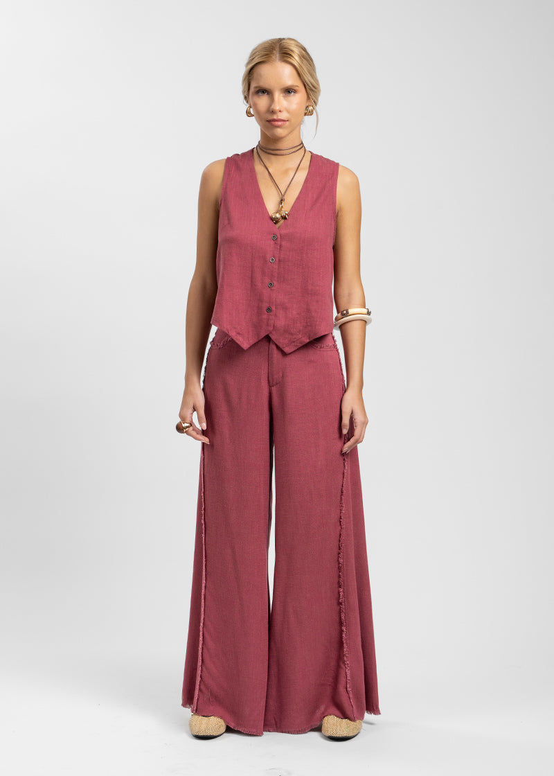 PANTALÓN ANNA FLECOS burdeo