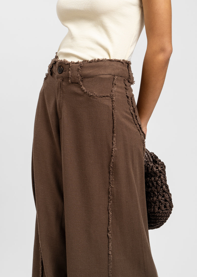 PANTALÓN ANNA FLECOS chocolate