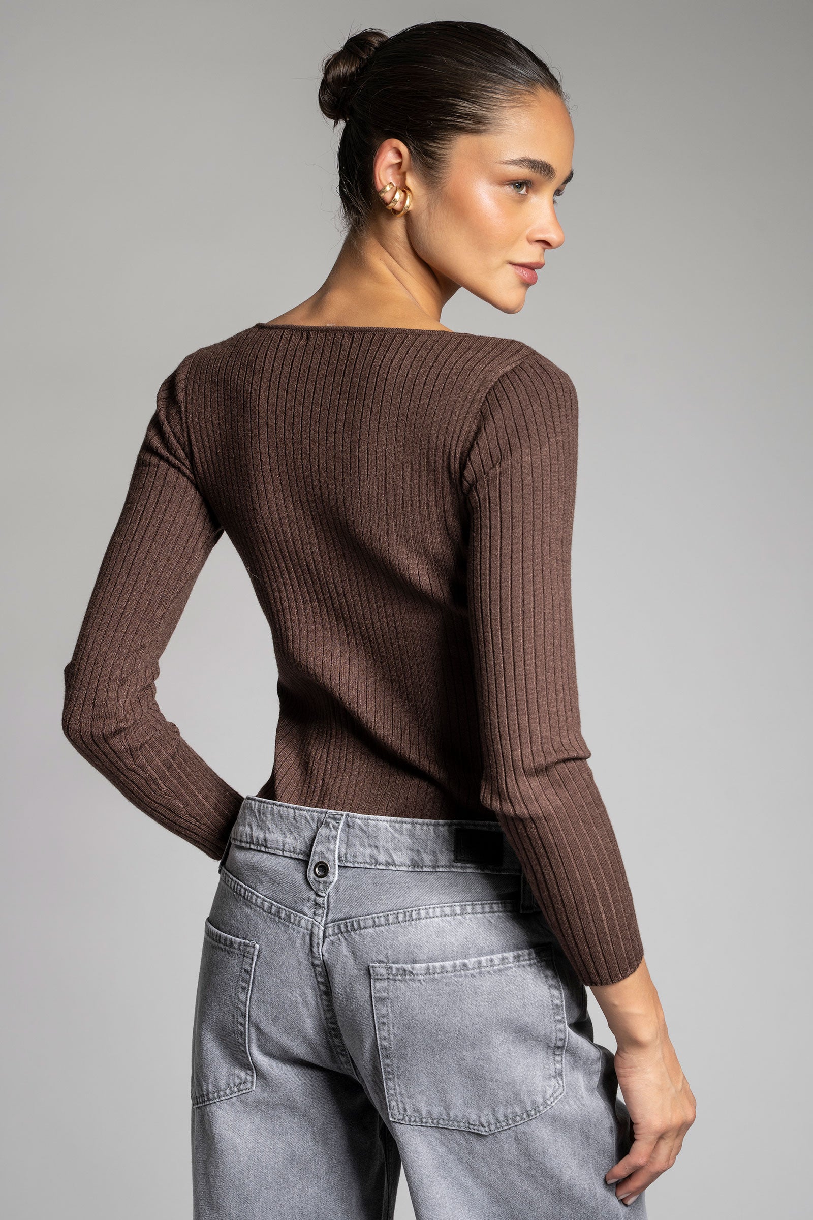 POLERA TEJIDA PASCUALA V chocolate