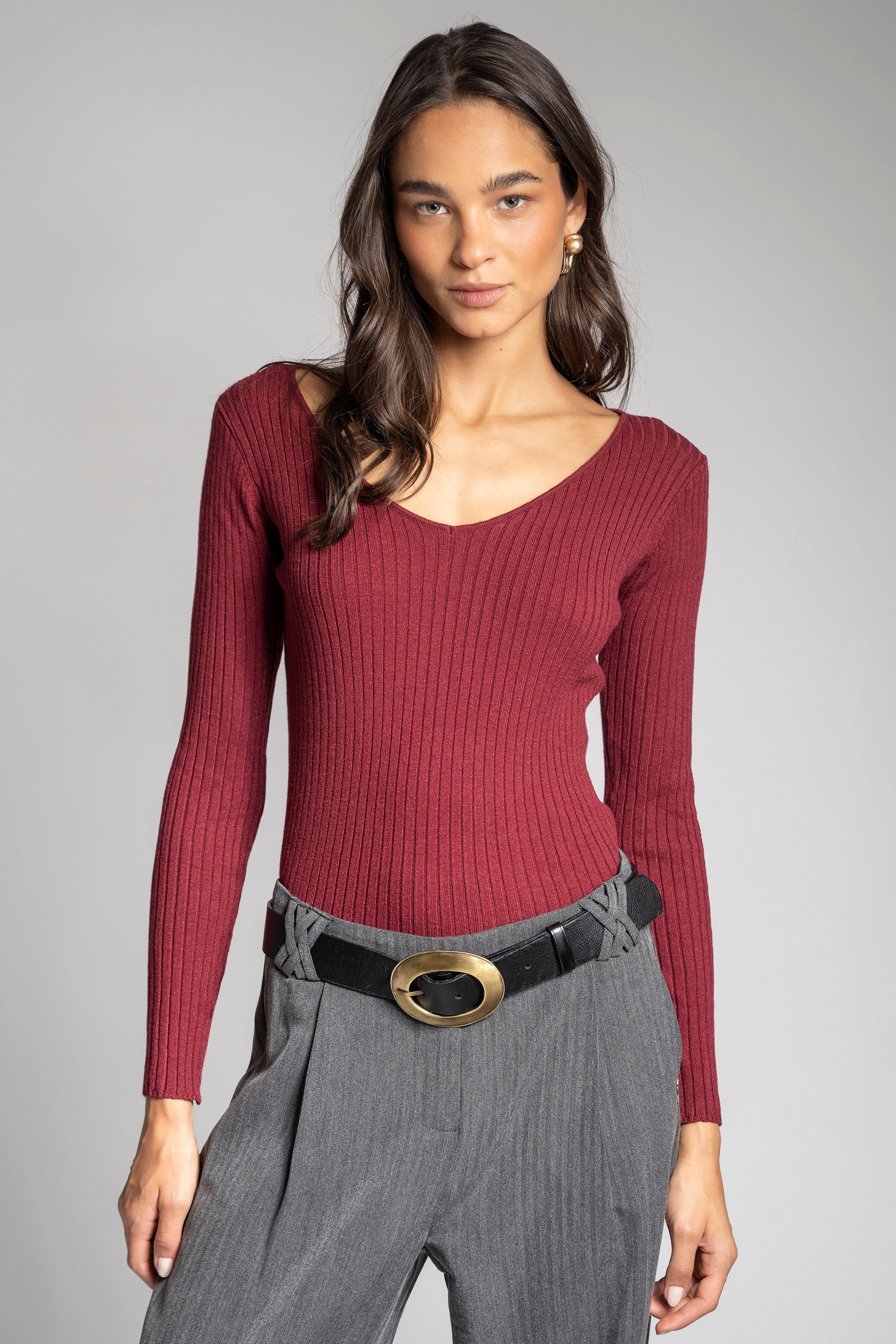 POLERA TEJIDA PASCUALA V vino