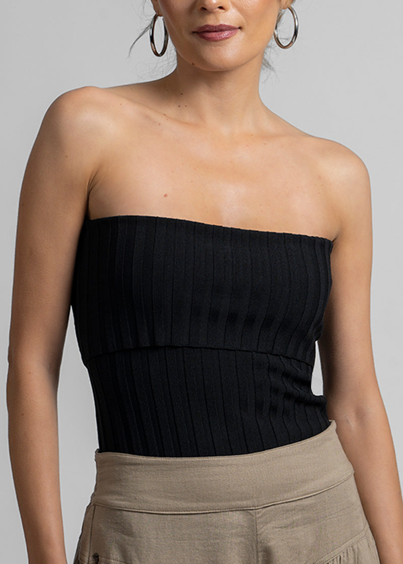 POLERA CARO  Strapless rib - negro