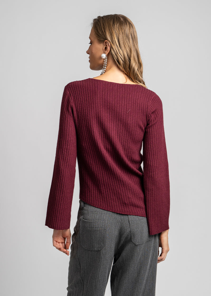 POLERA TEJIDA ALEXIA burdeo