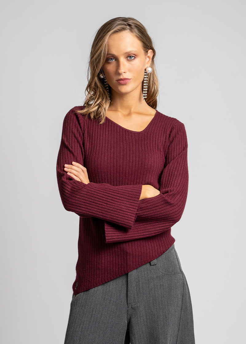 POLERA TEJIDA ALEXIA burdeo