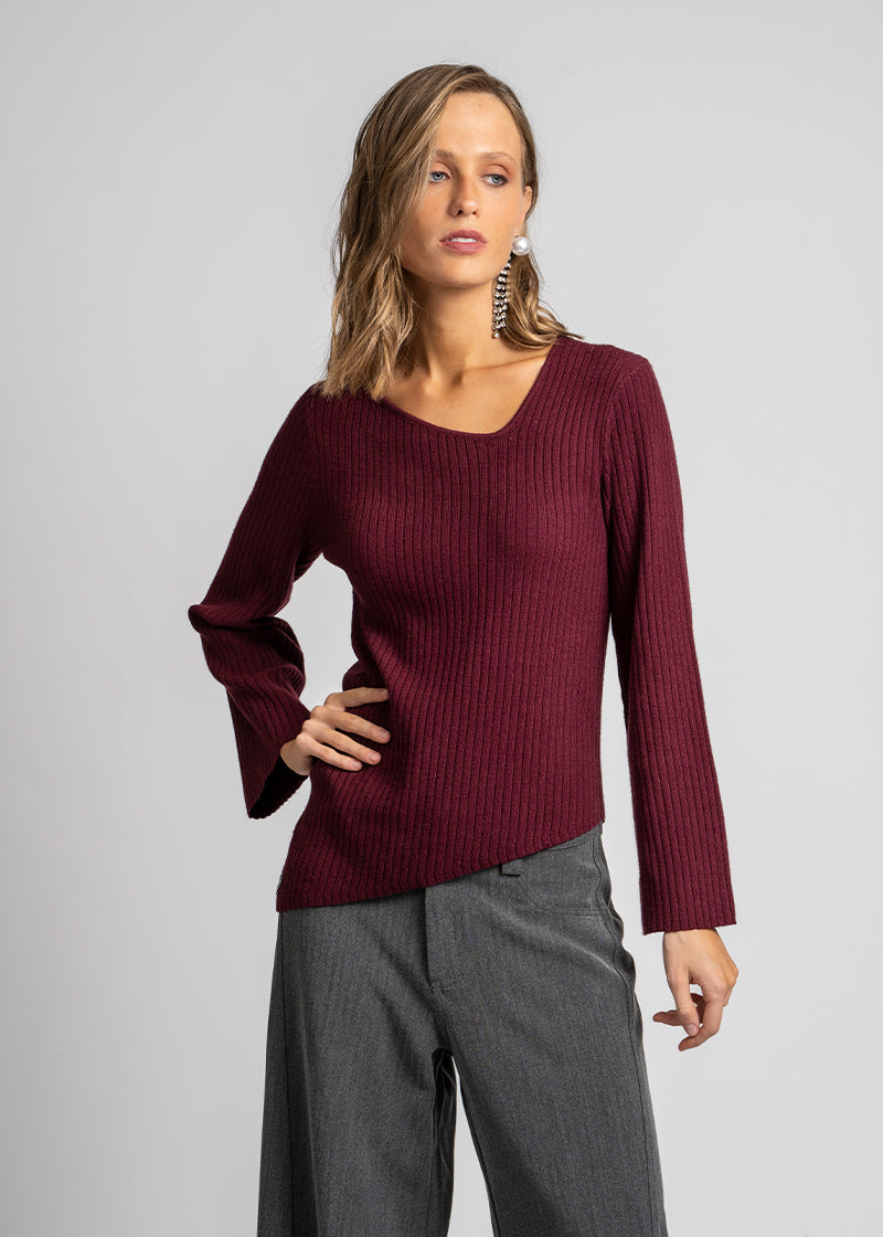 POLERA TEJIDA ALEXIA burdeo