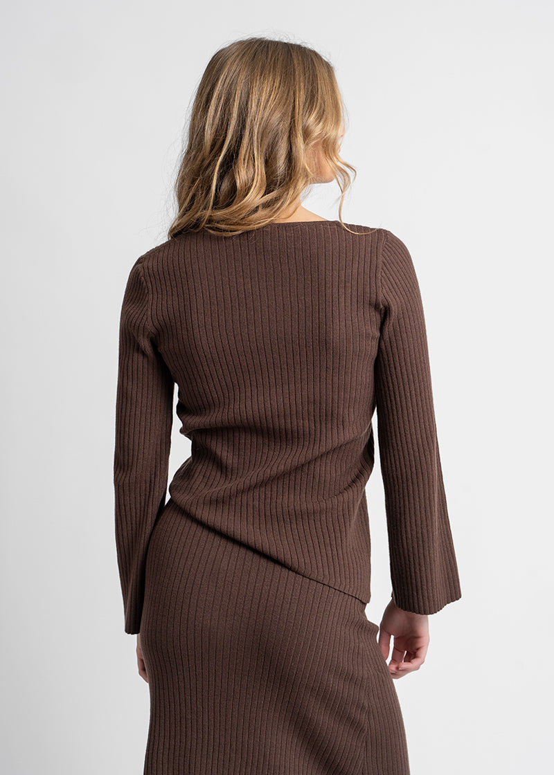 POLERA TEJIDA ALEXIA café