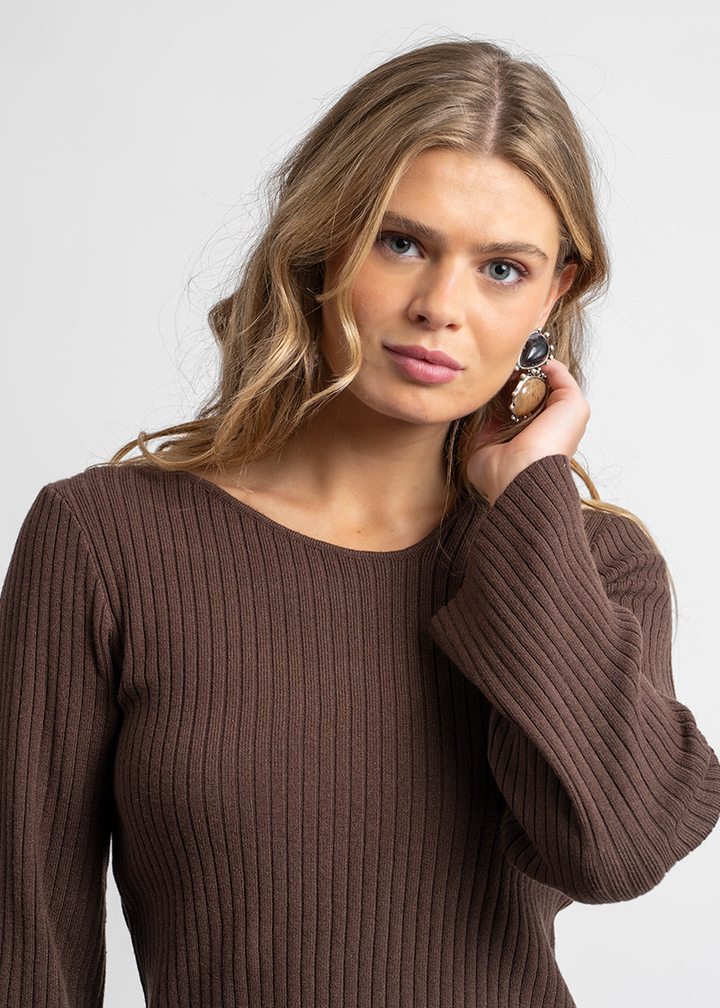 POLERA TEJIDA ALEXIA café