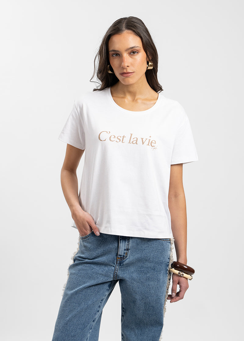 POLERA CEST LA VIE blanco