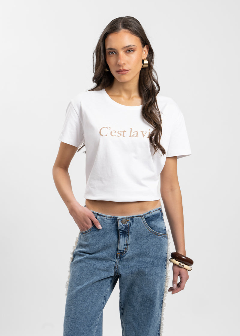POLERA CEST LA VIE blanco