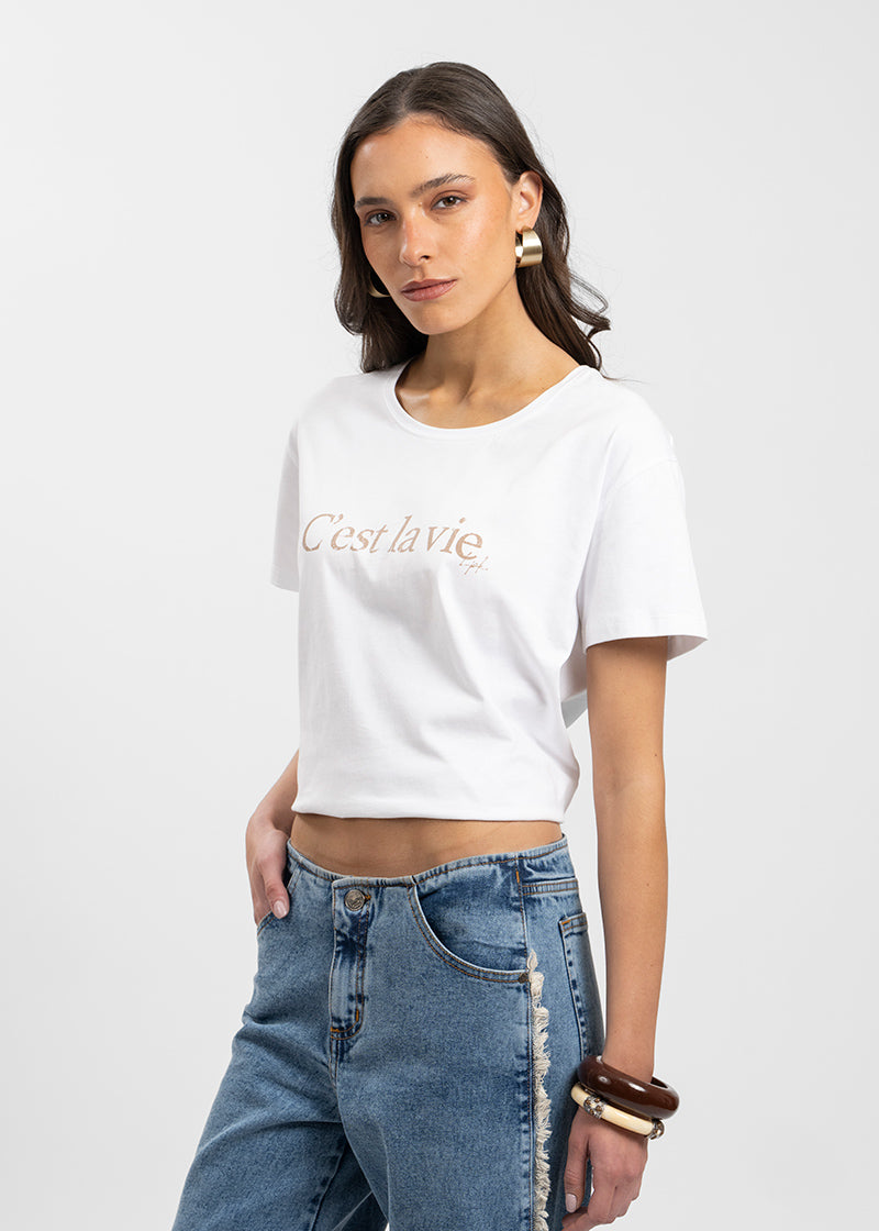 POLERA CEST LA VIE blanco