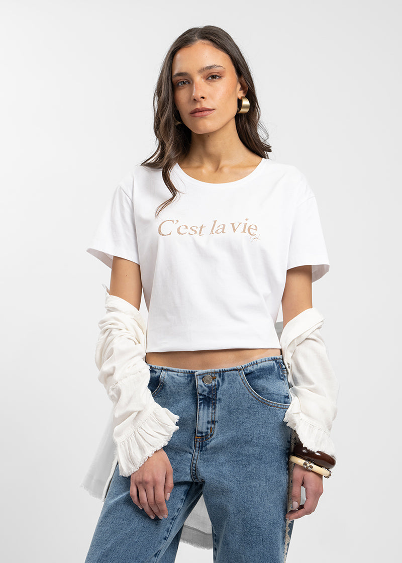 POLERA CEST LA VIE blanco