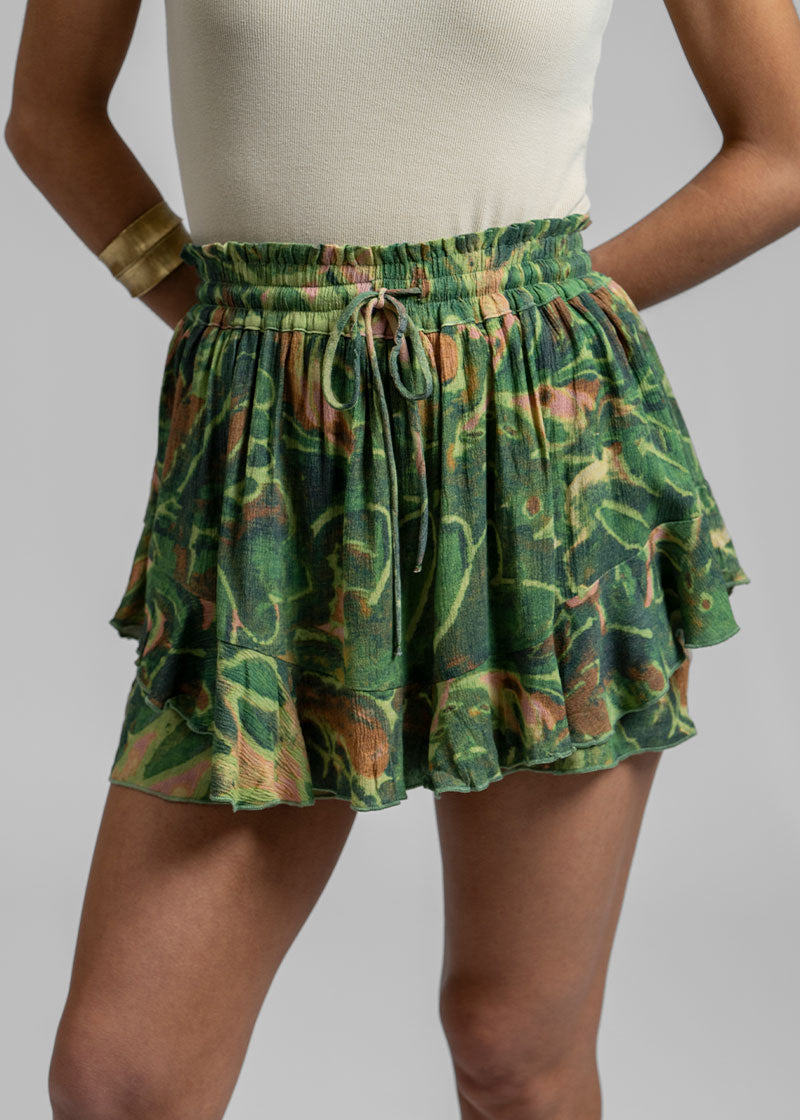 SHORT OLAYA Bambula verde estampado