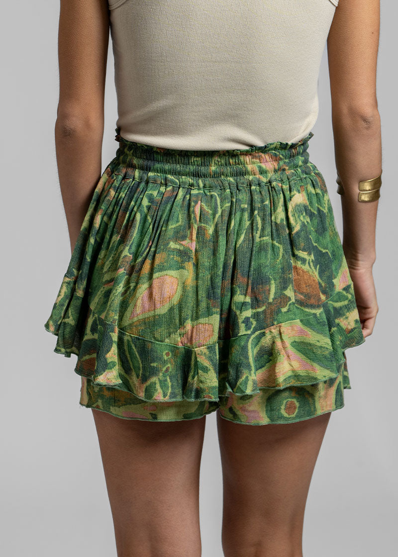 SHORT OLAYA Bambula verde estampado