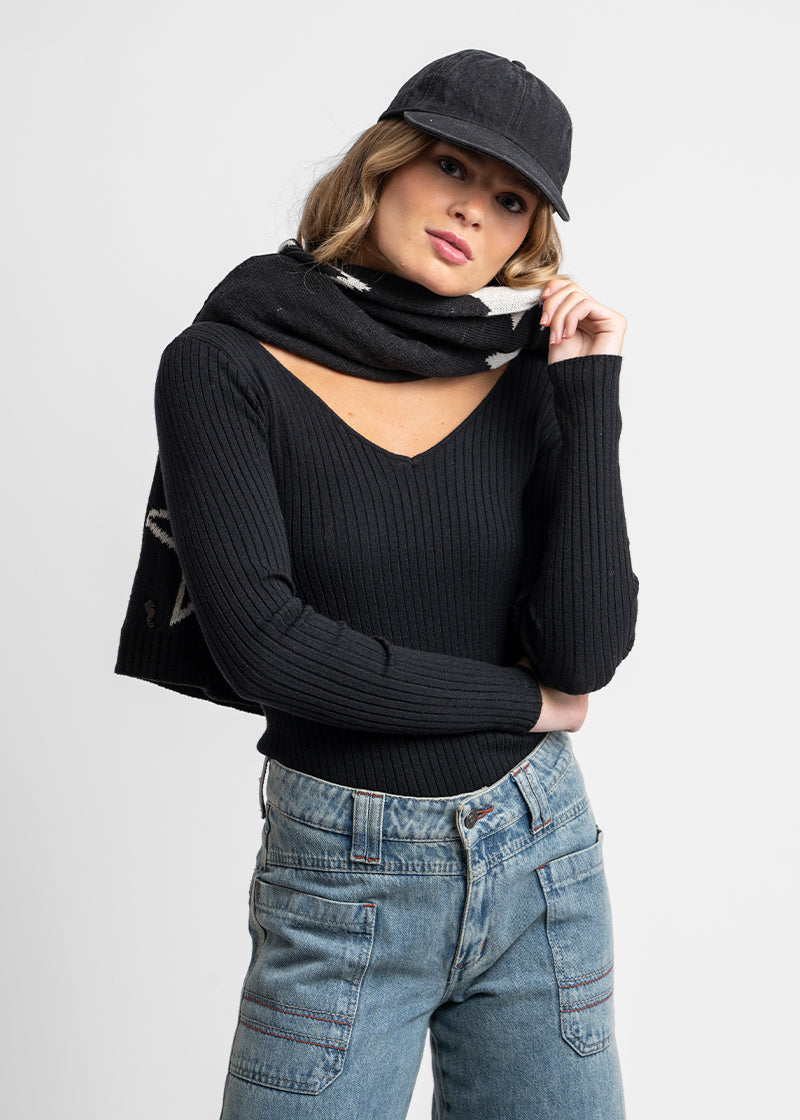 POLERA TEJIDA PASCUALA V negro