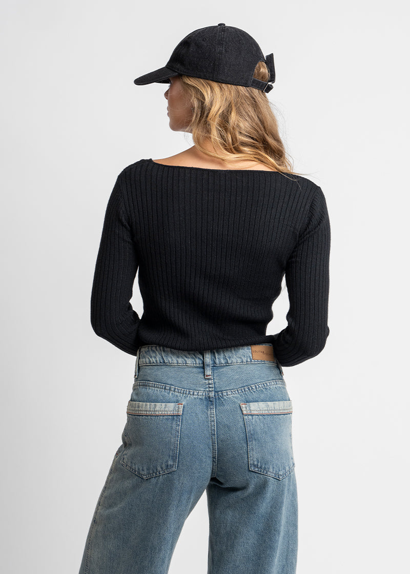 POLERA TEJIDA PASCUALA V negro