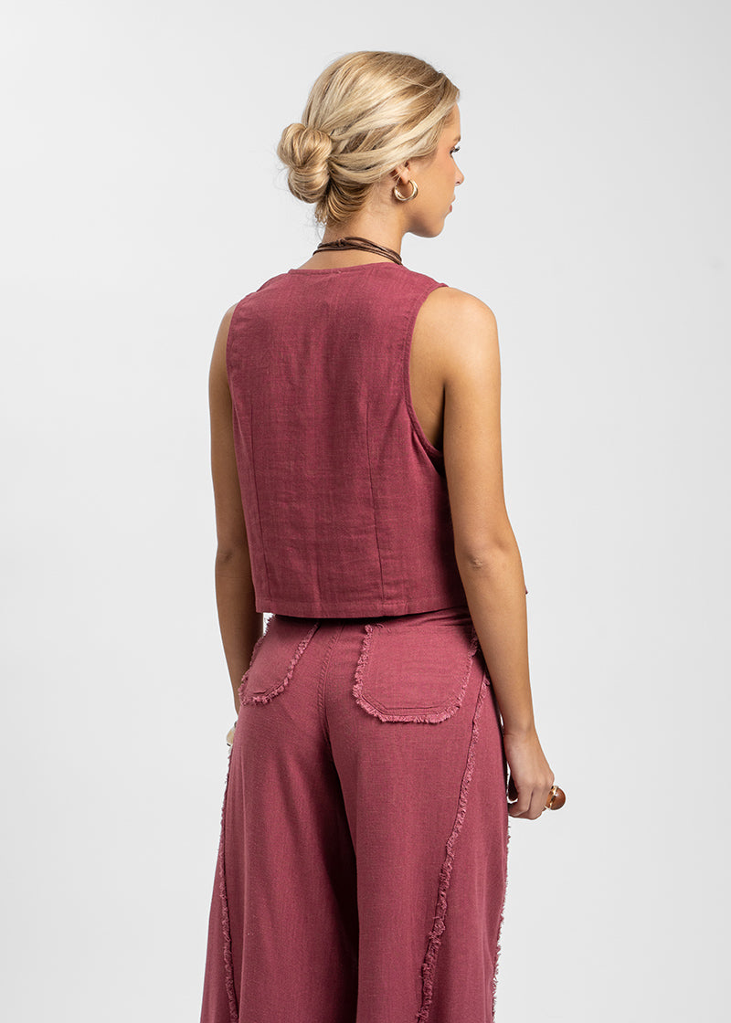 VEST PIPA Lino burdeo