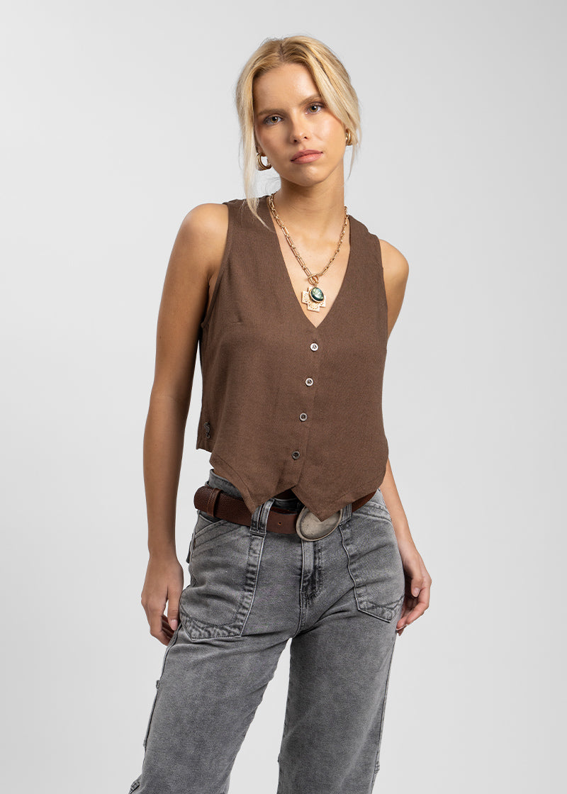 VEST PIPA Lino chocolate