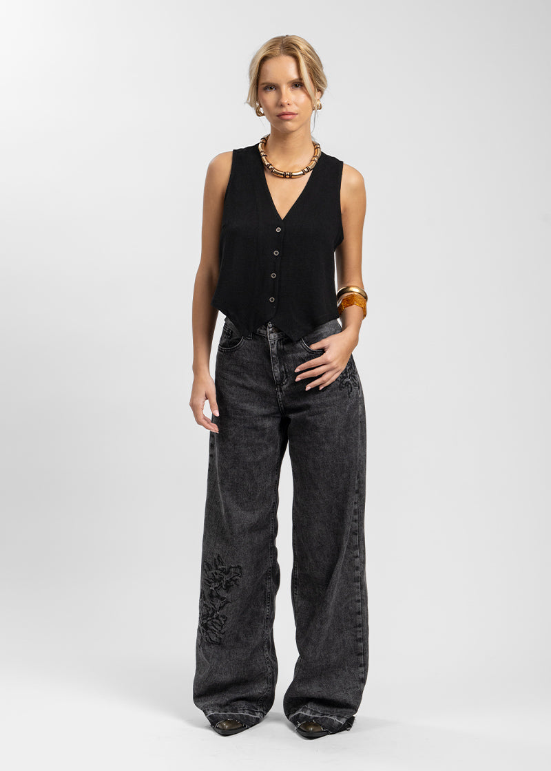 VEST PIPA Lino negro