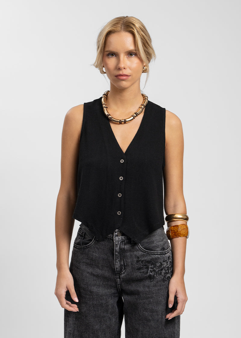 VEST PIPA Lino negro