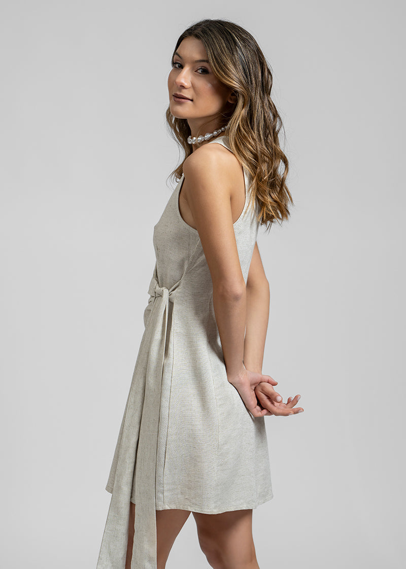 VESTIDO ISA Lino c/amarra - beige