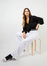 JEANS ANNA F Tiro Alto blanco