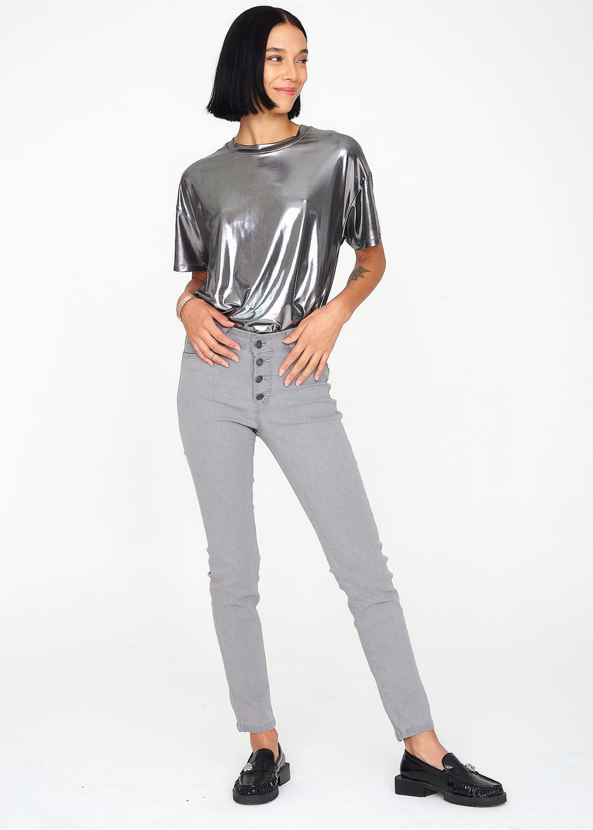 JEANS SKINNY TIRO MEDIO DANA B gris - 30