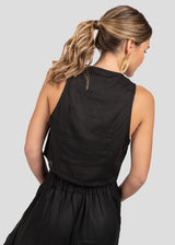 BLUSA s/mangas PIPA Lino negro