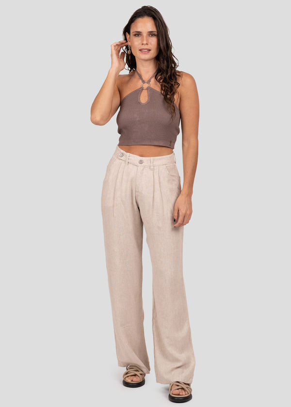 PANTALÓN OCTAVIA Lino  arena