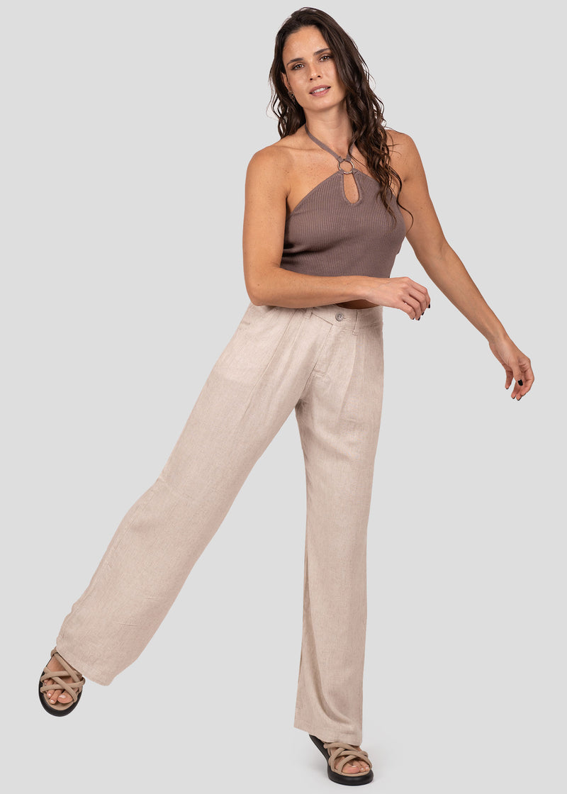PANTALÓN OCTAVIA Lino  arena