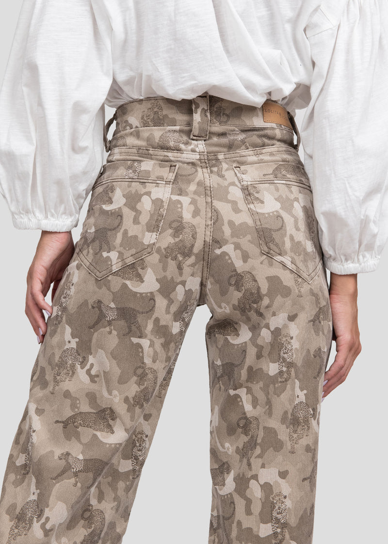 PANTALÓN IGNA Cotelé animal print